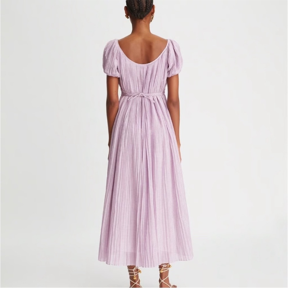 Tory Burch NWT Cotton/Silk Purple Plaid Pleated Dress, Size 10, New! - Picture 3 of 9